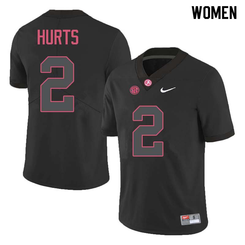 Alabama Crimson Tide Women's Jalen Hurts #2 Black NCAA Nike Authentic Stitched College Football Jersey OJ16E27EN